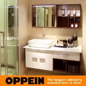 Oppein Modern Tempered Glass Wooden Bathroom Vanity (OP15-121A)