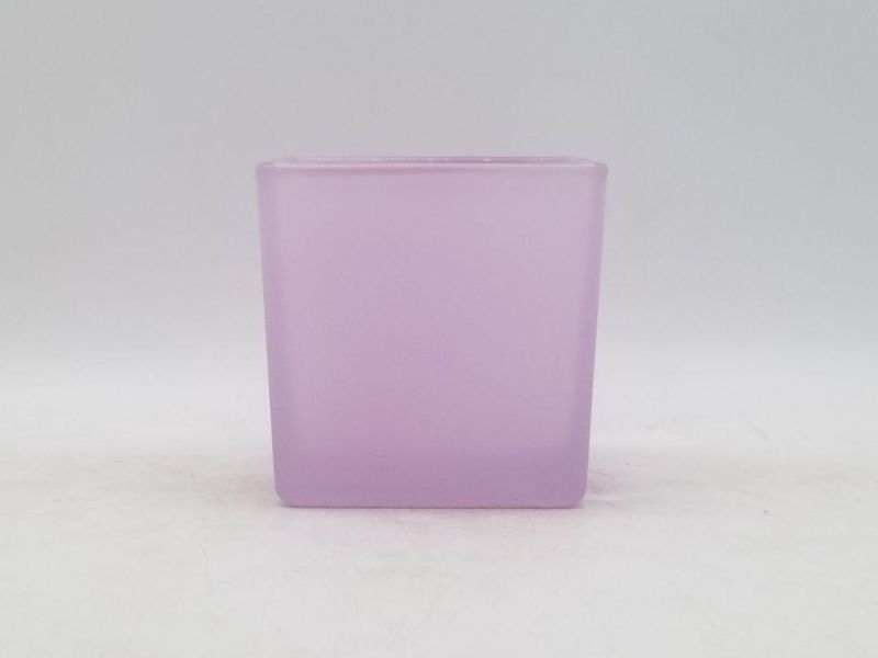 Square Clear Glass Candle Holder for Home and Festival Decoration