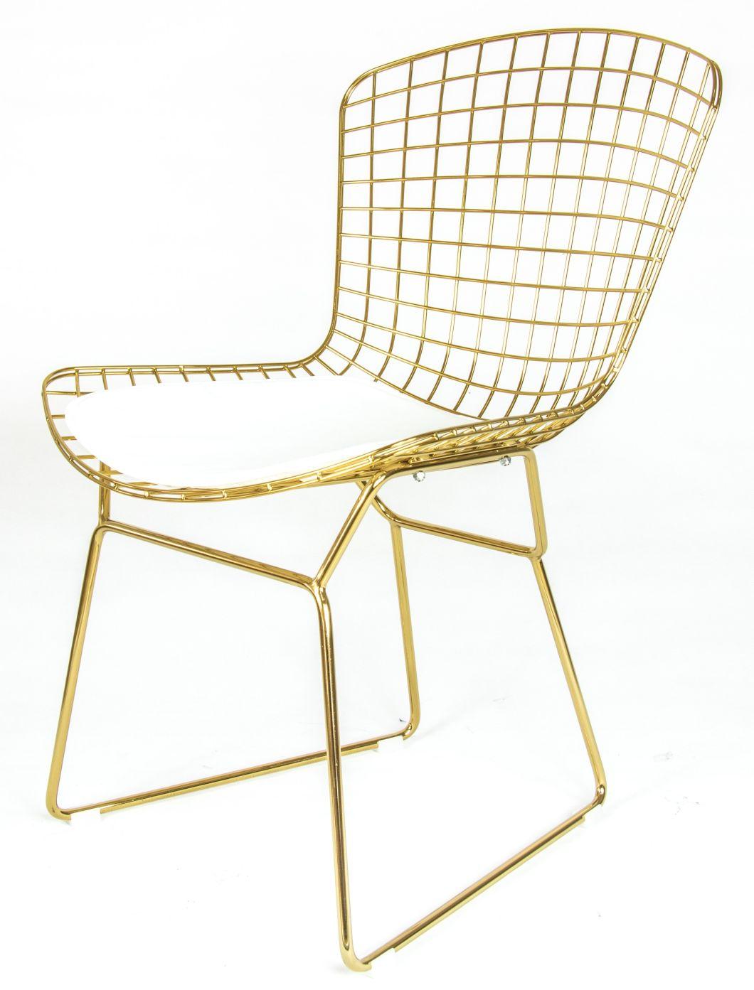 Popular Stackable Painted or Chrome Golden Steel Wire Dining Chair