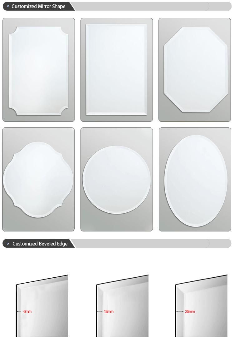 Jinghu Large Size Frameless Wall Mounted Round Aluminum Silver Beveled Diamond Edge Bathroom Mirror