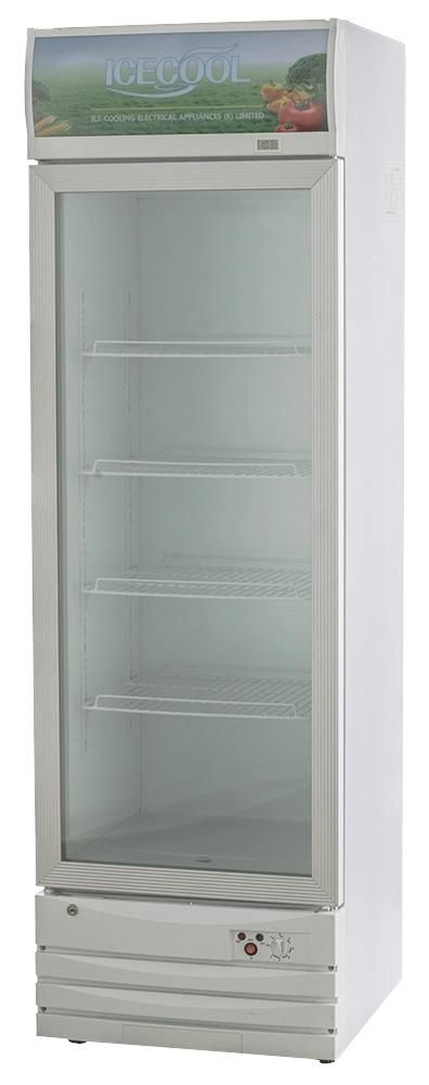 Single Door Supermarket Swing Glass Door Upright Drinks Cooler Vertical Showcase