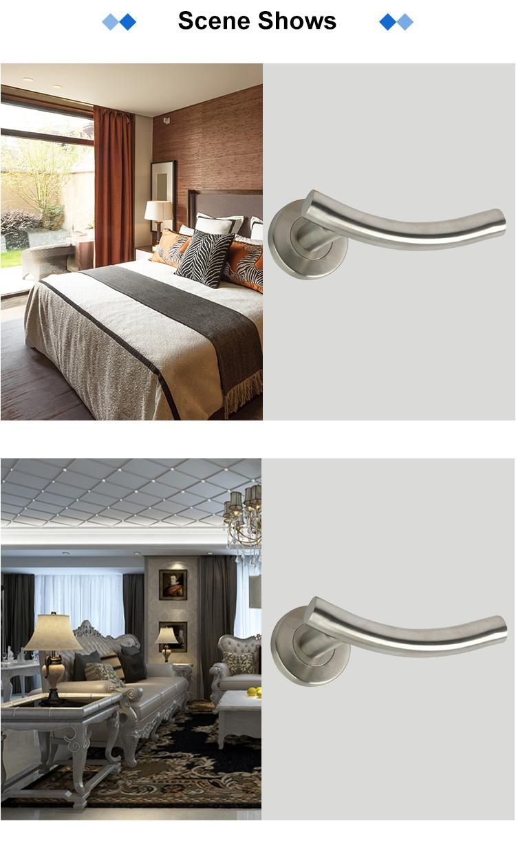 Brushed Chrome Stainless Steel and Wood Internal Door Handle Set on Rose