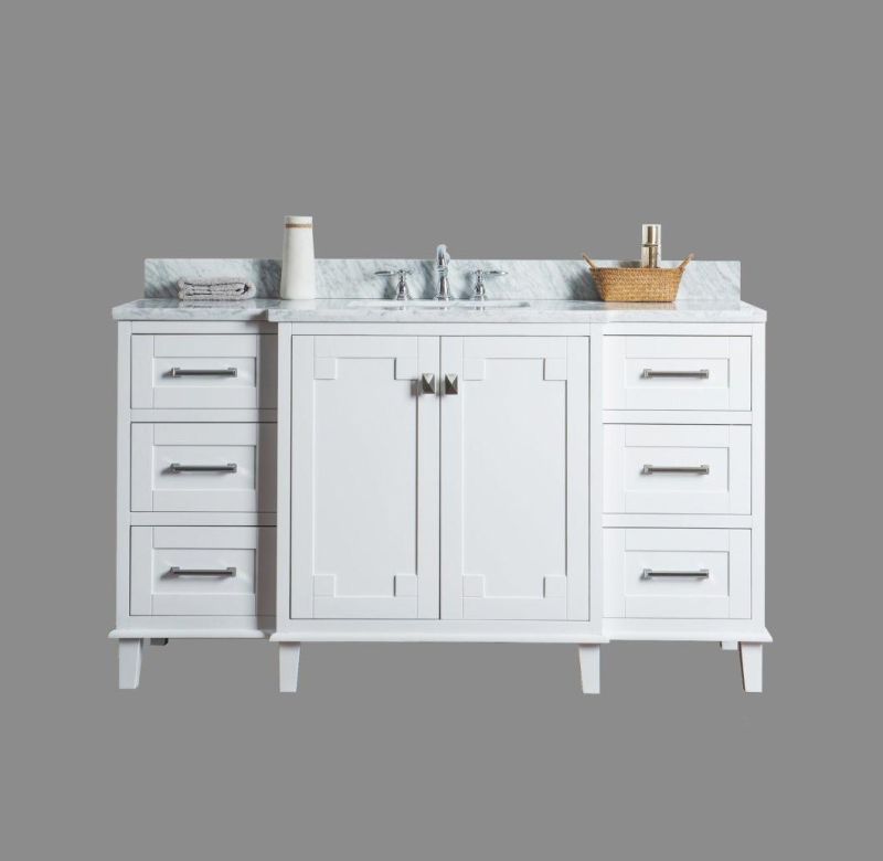 Free 3D Customized High Gloss White Flat Panel Cheap Modular Design PVC Modern Bathroom Cabinets