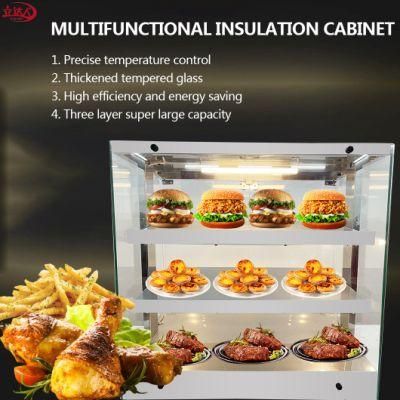 CE Approved China Manufacturer Latest Electric Curved Glass Warming Showcase for Kitchen Equipment, Bakery, Restaurant, Buffet