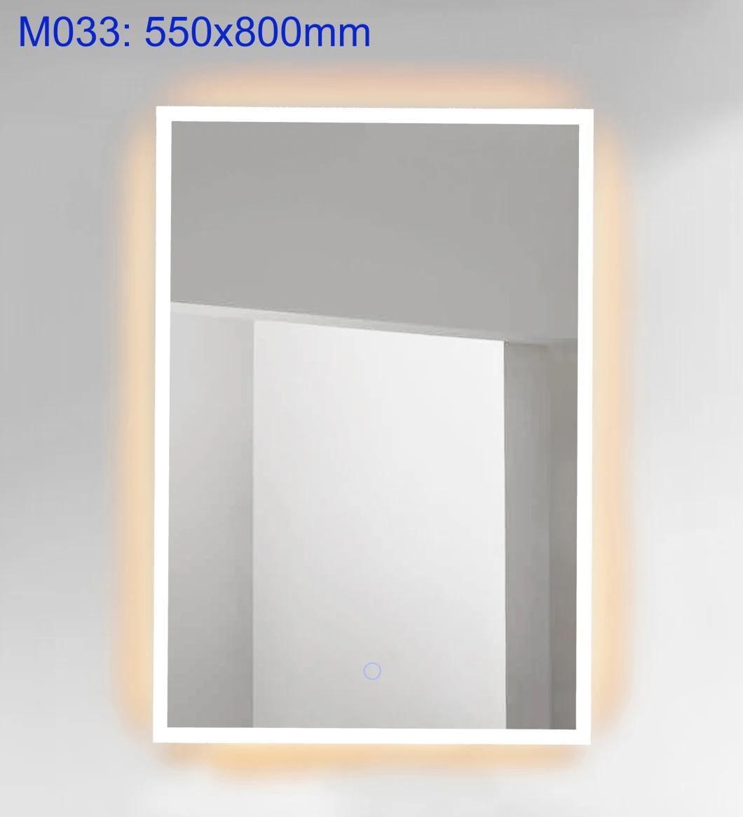 Square Wall Mounted Touch Switch Bathroom Makeup Smart LED Mirror for South American (M017)