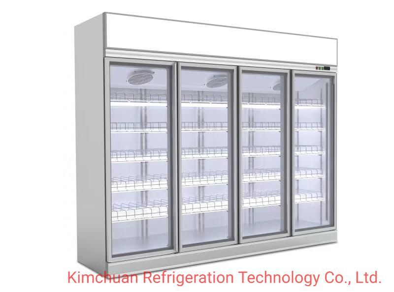Single Flat Glass Door Freezer Display Beverage Cooler Upright Showcase Commercial Display Refrigerator Fridge