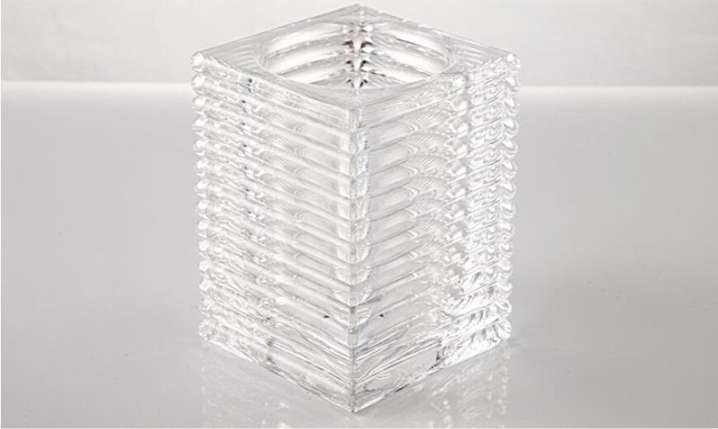 Vss Unique Red Square Taper Glass Candle Holder for Home Decoration and Wedding