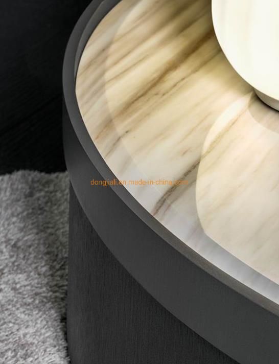 Modern Home Furniture Coffee Tables with Stainless Steel Base, Toughened Oil Glass, Medium Fiber Board with Wood Veneer