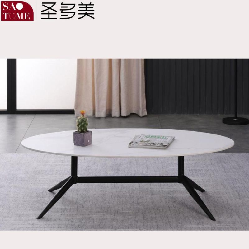 Modern Light Luxury Living Room Furniture Rectangular R Angle Craft Slate / Marble Coffee Table