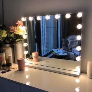 Large Vanity Mirror with Lights, Hollywood Lighted Makeup Mirror with 15 Dimmable LED Bulbs for Dressing Room &amp; Bedroom, Tabletop or Wall-Mounted