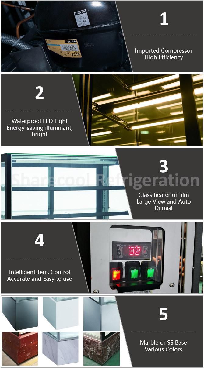 Stainless Steel Bottom Right-Angle Glass Door Cake Showcase