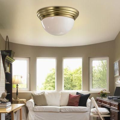 Simple Design Antique Brass Semicircle White Glass Shade Corridor Ceiling Light