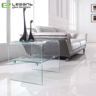 Clear Curved Glass Tea Table Design