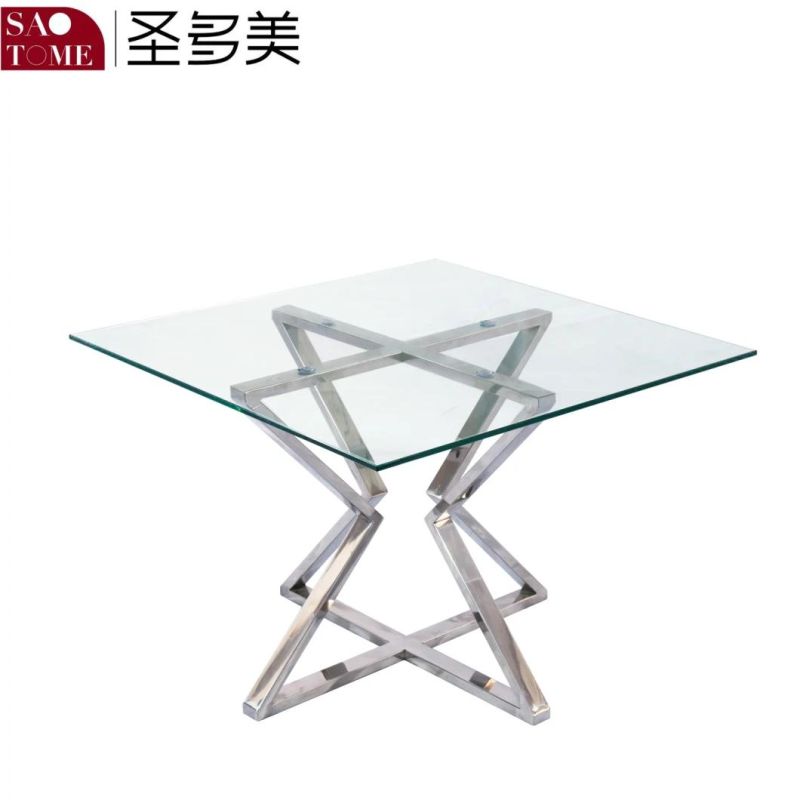 New Stainless Steel Base Rectangular Transparent Coffee Table