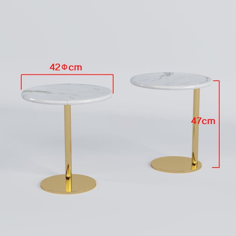 Nordic Simple Design Hotel Office Home Furniture Modern Round Shape Marble Double Coffee Table