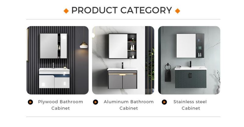 Simple Modern White Single Sink Bathroom Vanities with Glass Storage Mirror Cabinet