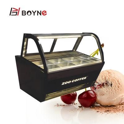 Fan Cooling Different Size Commercial Ice Cream Display Freezer Showcase