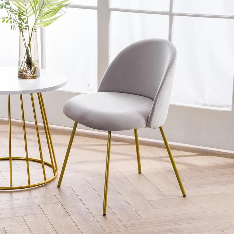 Modern Nordic Hotel Home Bedroom Furniture Sofa Set Velvet Upholstered Metal Banquet Wedding Party Dining Chair