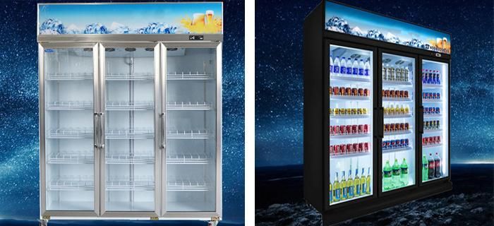 3 Glass Door Vertical Showcase Refrigerator for Wholesales