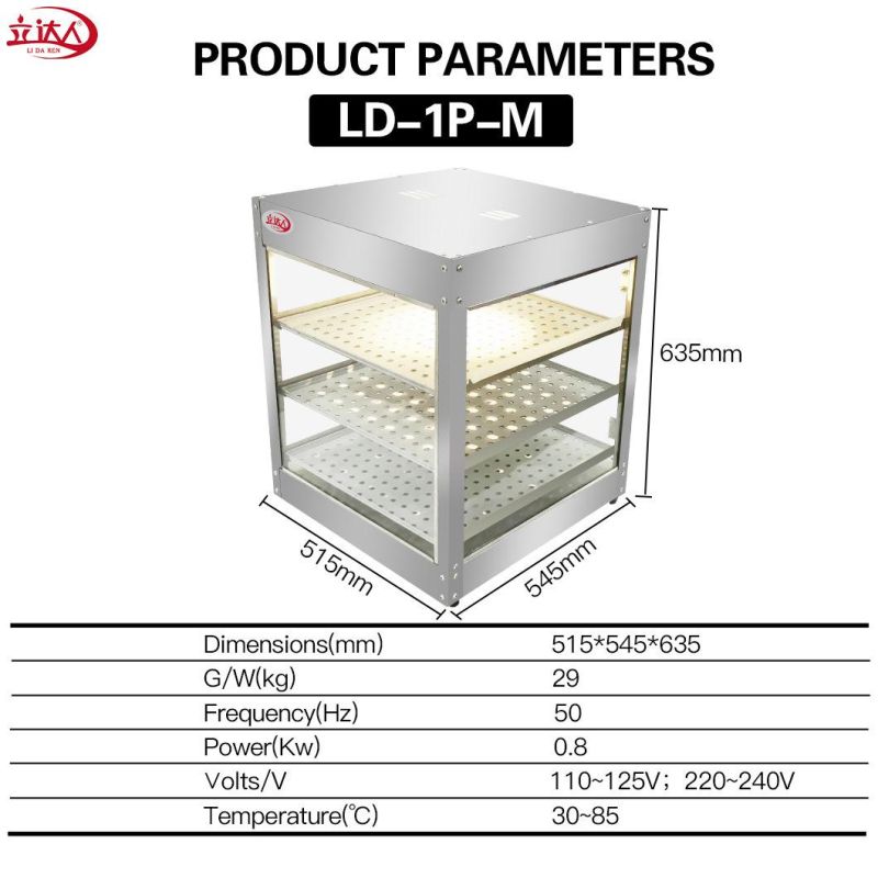 Restaurant Equipment Commercial Kfc Food Display Warmer / Warming Showcase / Fried Chicken Warmer Glass Display Kitchen Cabinets