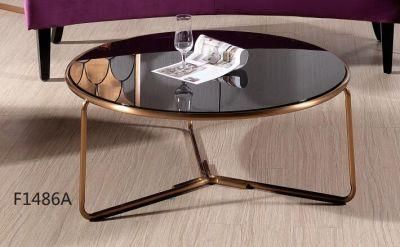 Hot Sale Gold Steel Frame Natural Solid Coffee Marble Table with SGS Aprpoved