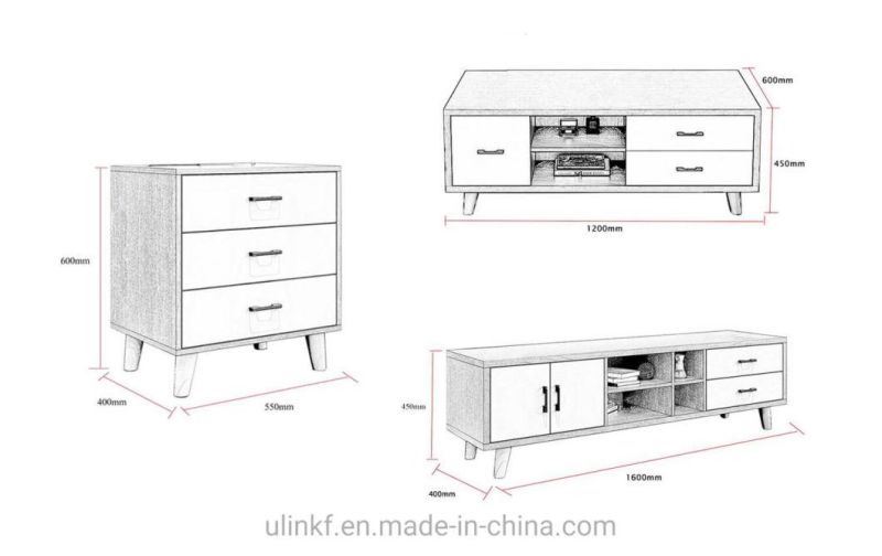 Wooden Top Drawer Storage Design Living Room Furniture Wood Coffee Table Set