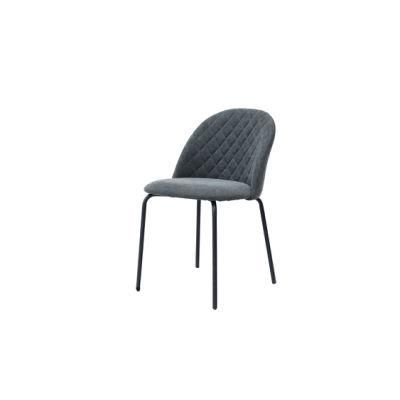 Modern Home Outdoor Office Furniture Fabric Backrest Round Tube Spray Steel Dining Chair