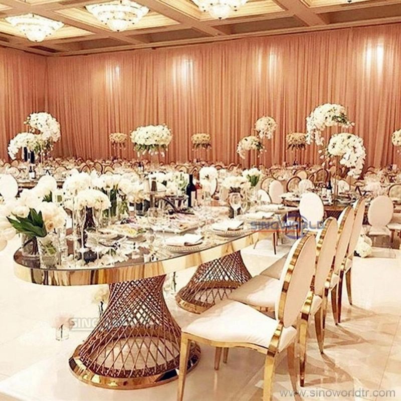 Restaurant Furniture Luxurious Wedding Stainless Steel Banquet Dining Table