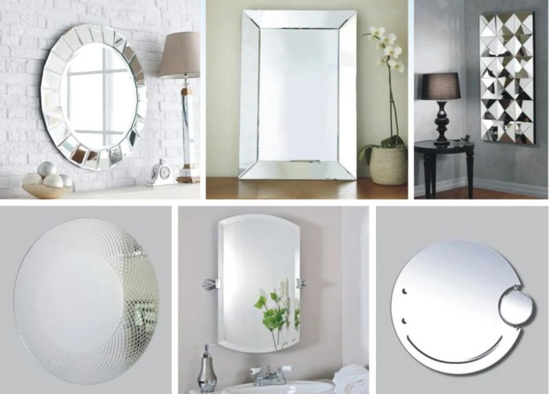 4mm 5mm 6mm Shower Room Mirror Bevelled Edge Mirror Clear Mirror /Temperedable Mirror Laminated Mirror Silver Mirror Bath Mirror Glass