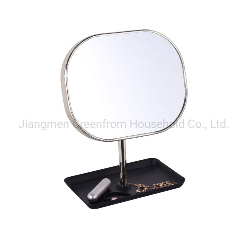 Gold Square Table Vintage Makeup Mirror with Storage Tray