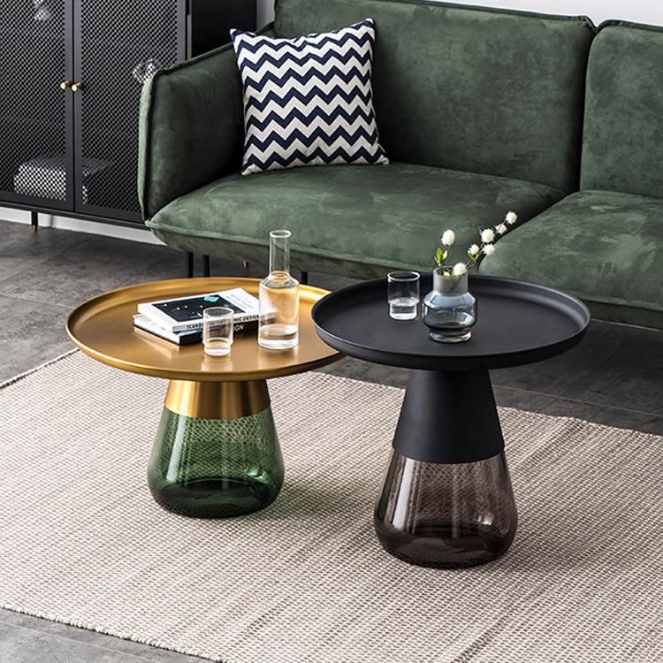 Office Furniture Metal Countertop Green Glass Table