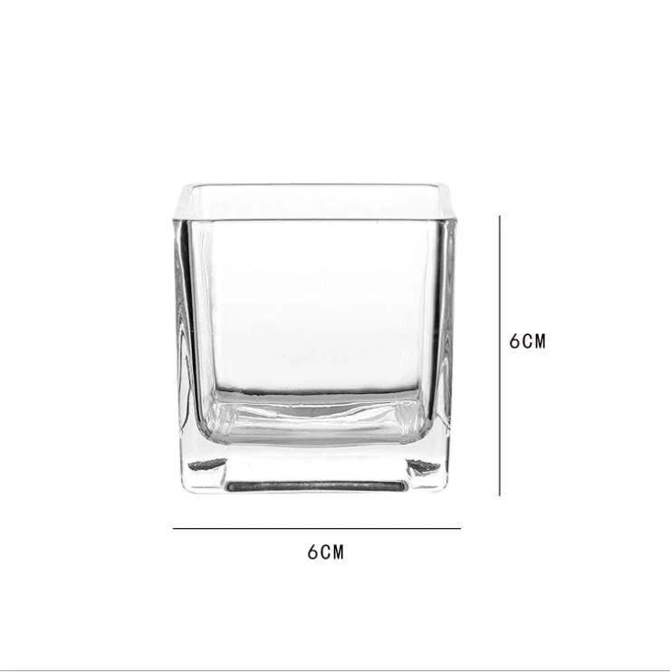 Empty Candle Glass Jar Square Shape Candle Holder for Home Decor