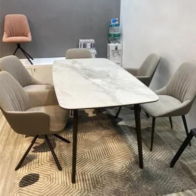 Home Furniture Dining Room Table Designs Hotel Glass Dining Table and 6 Chairs Stainless Steel Dining Table Set