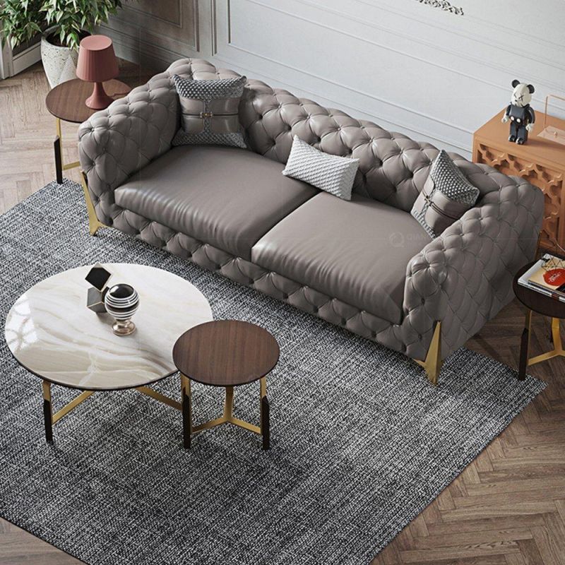 Modern 2 Combination Coffee Table with Gold Stainless Steel Legs