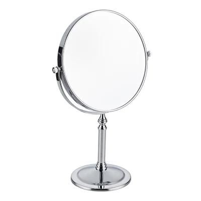 Kaiiy Hot Selling Round Shape Stainless Steel Material Extendable Makeup 2face Free Standing Makeup Mirrors for Bathroom Hotel