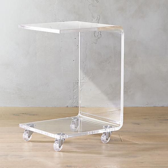 Acrylic Legs Glass Coffee Table with Design Printing