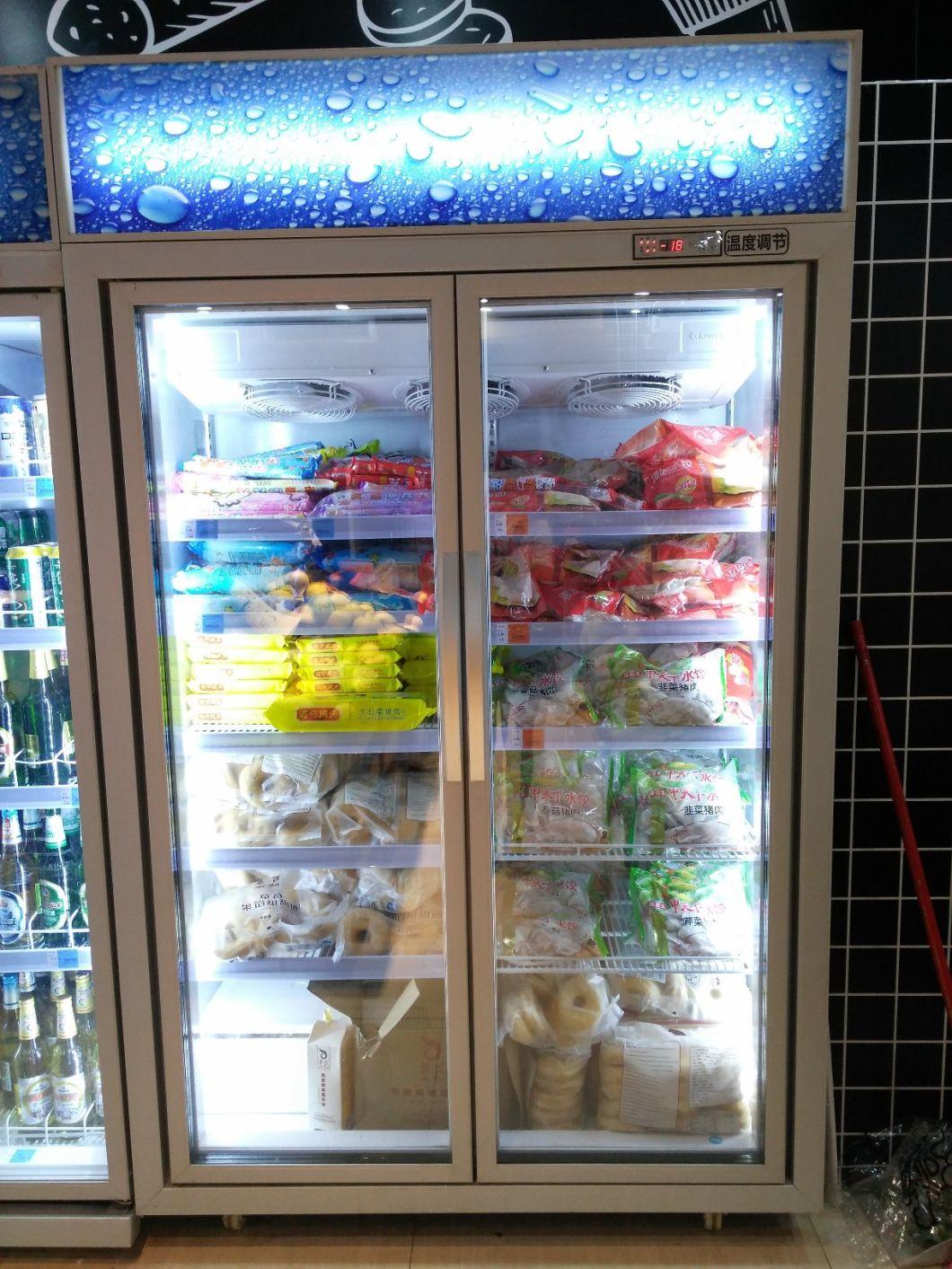 Green&Health Commercial 3 Glass Doors Upright Display Freezer Showcase for Supermarket