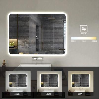 Wall Mounted Lighted Vanity Mirror with Touch Button Dimmable LED Bathroom Mirror