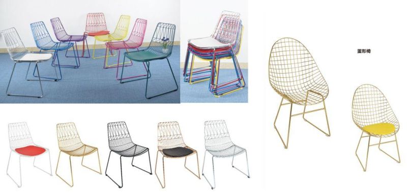 Factory New Design Wire High Counter Bar Chair Stool with Cushion