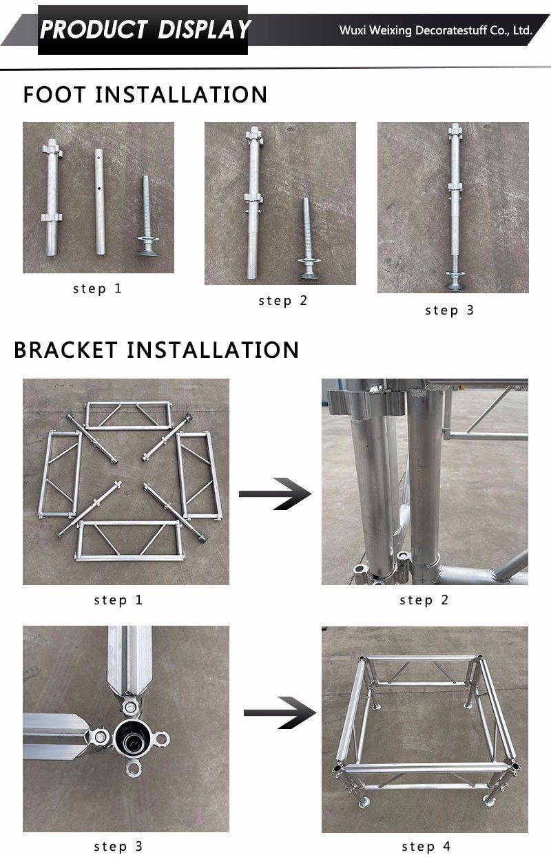 Aluminumin Portable Event Round Lighting Fast Platform Stallation Mobile Truss Podium Glass Stage, Tempered Glass Platform