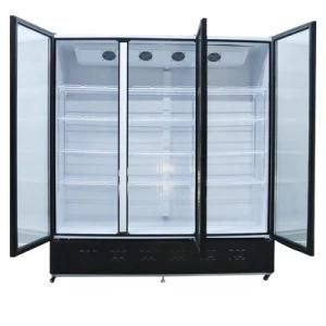 Large Capacity Triple Doors Tempered Glass Supermarkets Superstore Showcase
