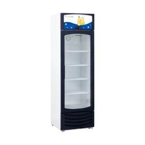 303L Curved Single Glass Door Vertical Freezer Static Cooling Upright Showcase for Supermarket