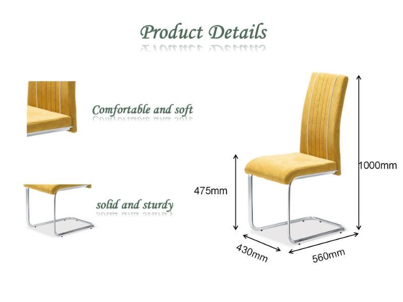 Wholesales Modern Restaurant Hotel Furniture Luxury Fabric High Back Chromeplate Dining Chair