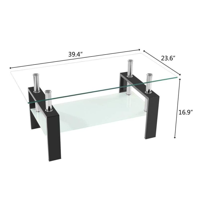 Hot Sale Home Furniture Glass Modern Side Coffee Table Tea Table with Iron Leg Living Room