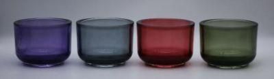 Glass Candle Holder with Various Color and Different Embossed Pattern