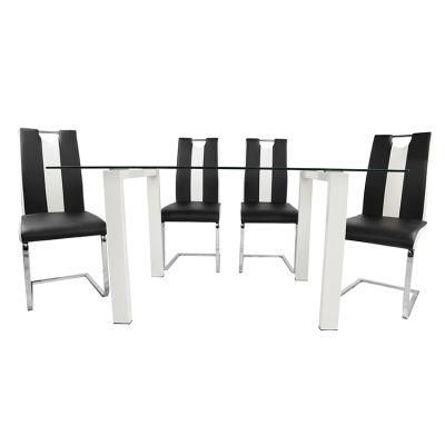 New Design Modern Top Glass Home Restaurant Furniture Set Special Metal Dining Room Table