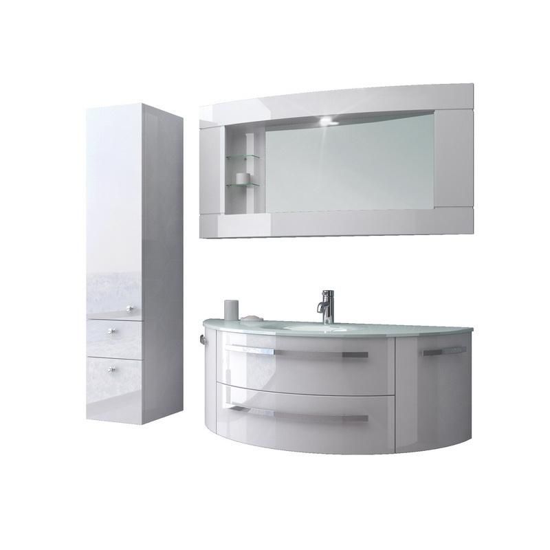 Best Selling White Bathroom Furniture PVC Bathroom Cabinet Home Furniture with LED Mirror