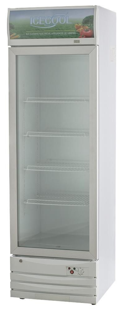 338L Single Glass Door Fridge Supermarket Cabinet Display Refrigerator Vertical Showcase