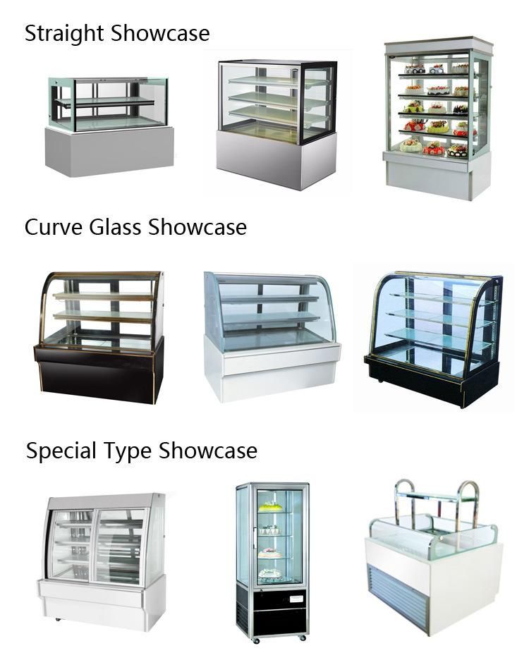 Factory Price Front Curved Glass Cake Display Showcase Bread Cake Showcase Display