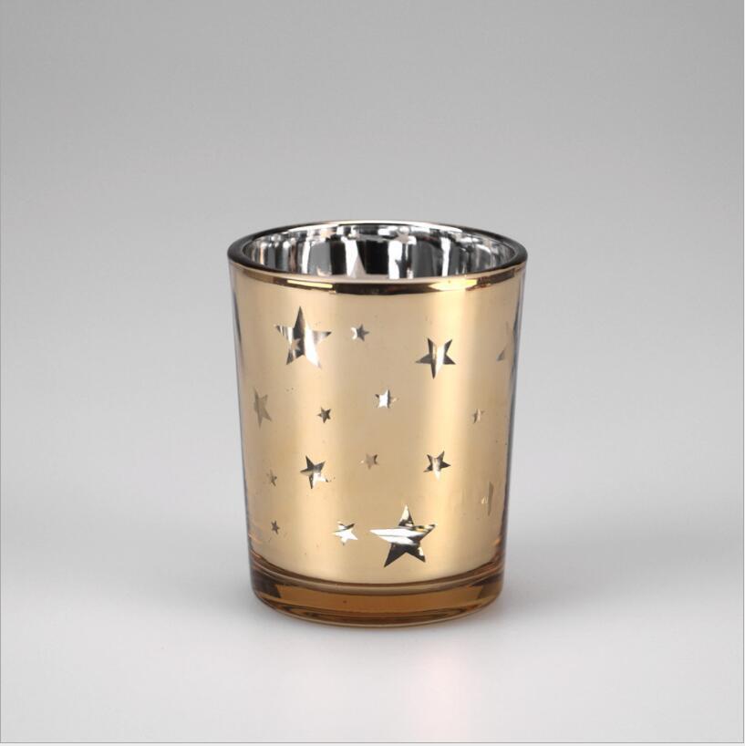 Vss Wholesale Electroplated Gold Glass Votive Candle Holders for Decorative